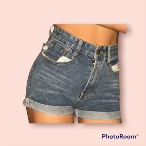 high rise jean shorts